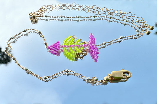 The Purple and Neon Yellow Tetra Choker