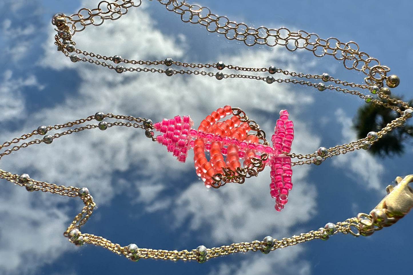 The Hot Pink + Neon Orange Tetra Choker