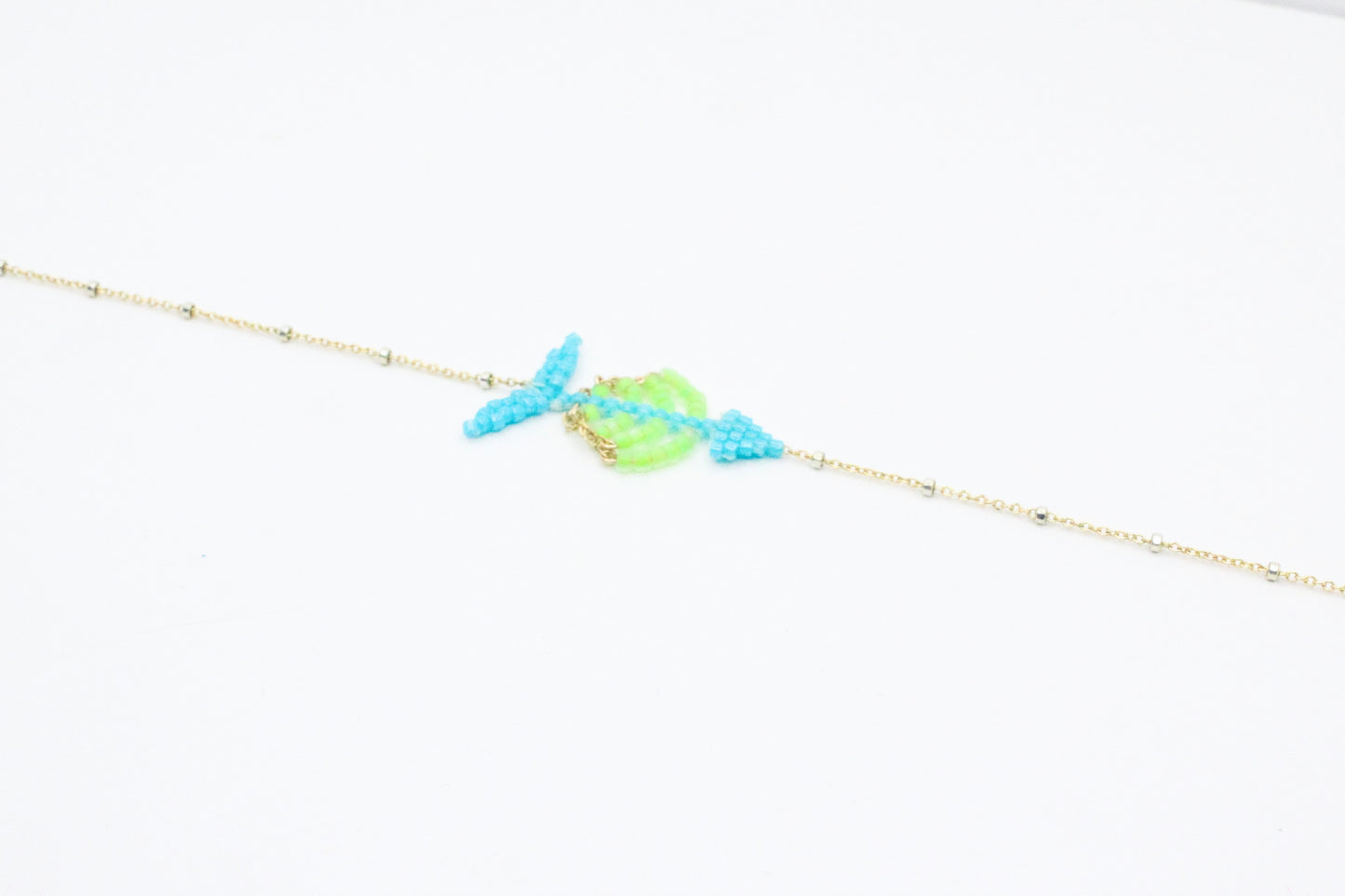 Turquoise and Neon Green Tetra Necklace