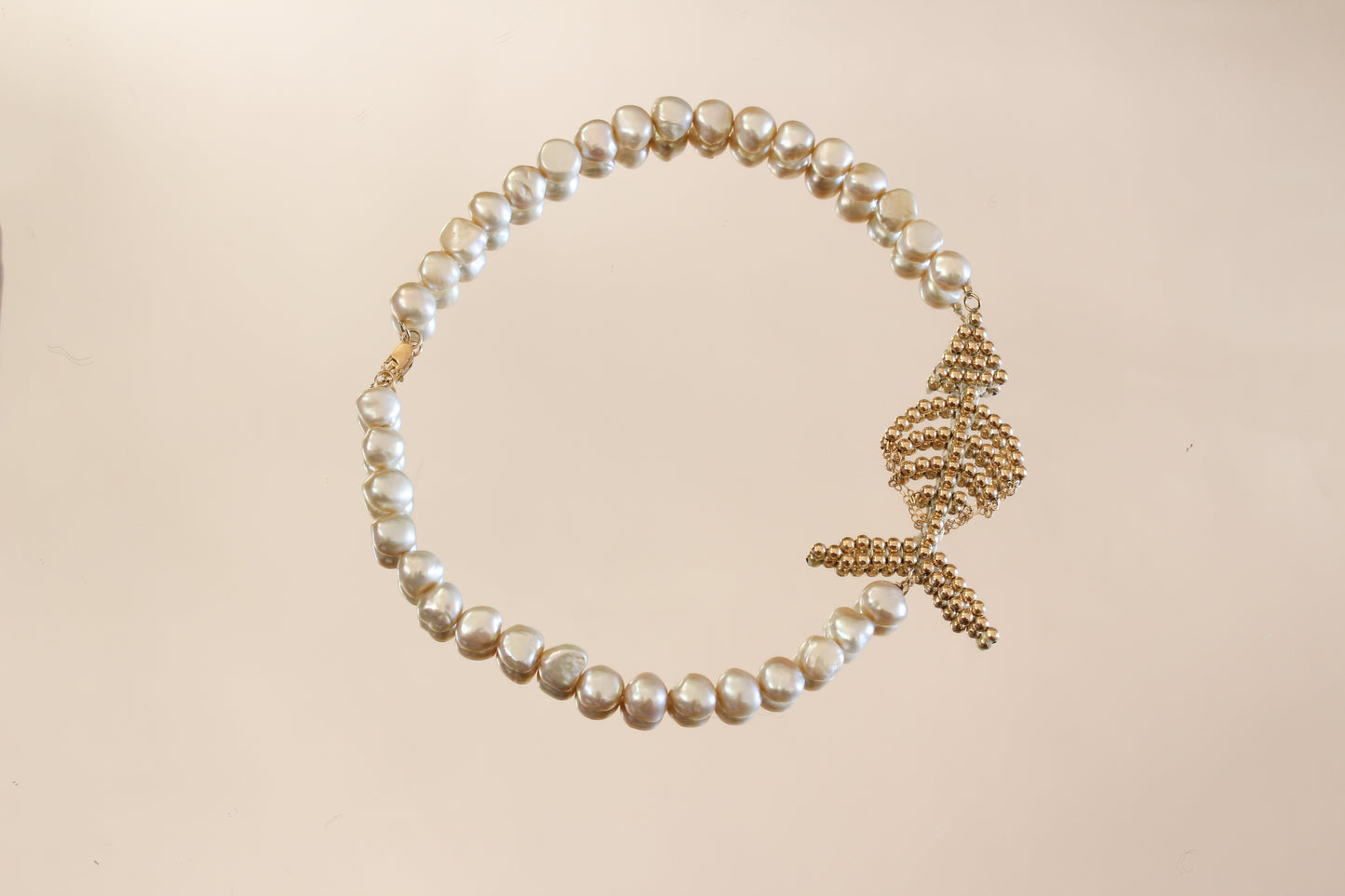 Large Fishbone Pearl Necklace